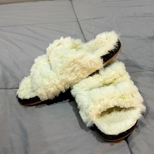 the fluffy Birkenstocks